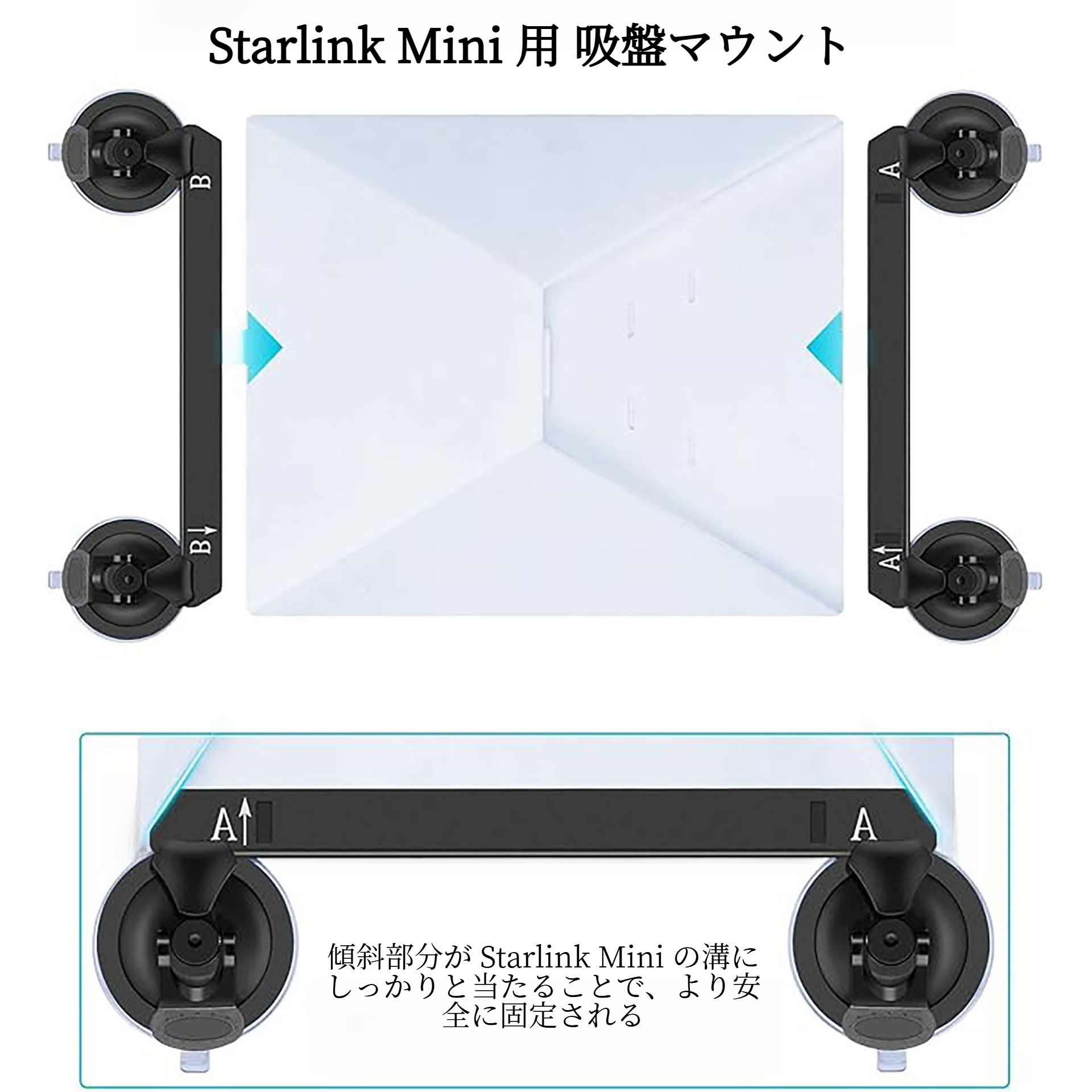 Starlink Mini 吸盤車載マウント｜強力吸着力・2in1設計・衛星アンテナ対応・工具不要で簡単取付・強力な吸盤付き・ミニサイズ|undefined