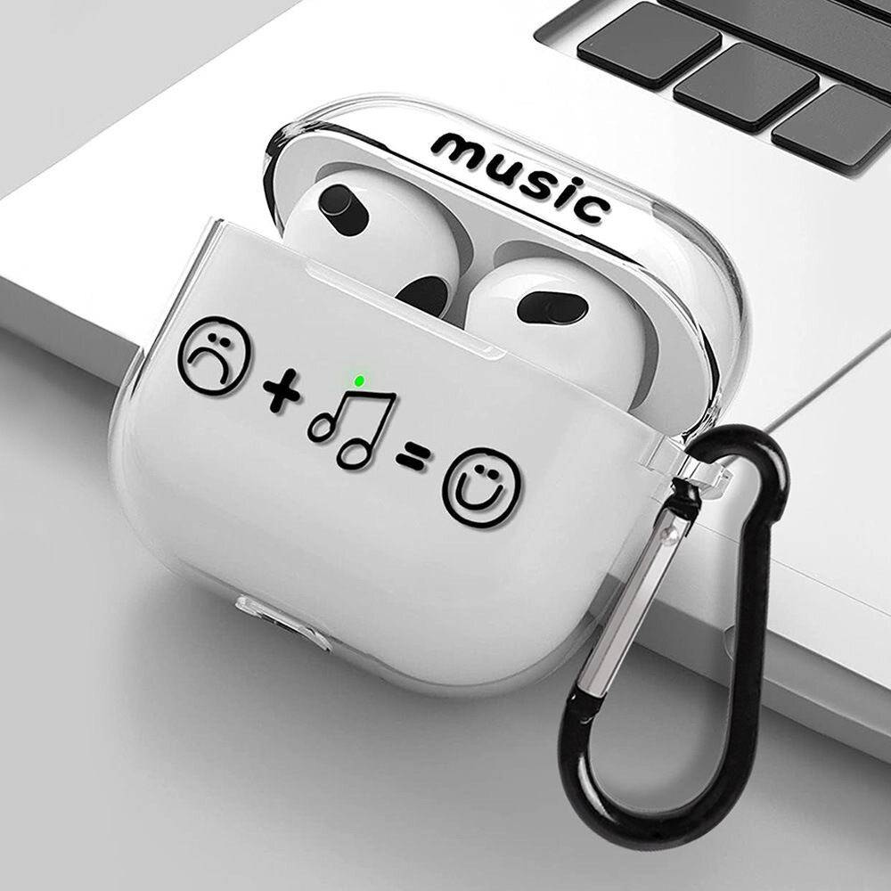 イヤホンケース｜AirPods 第4世代(2024年モデル)・TPU製・クリアケース・ソフトケース・音符柄・おしゃれ|undefined