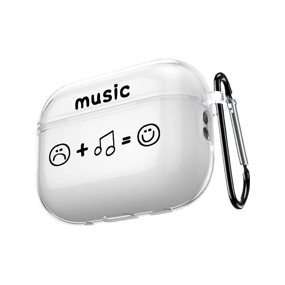 イヤホンケース｜AirPods 第4世代(2024年モデル)・TPU製・クリアケース・ソフトケース・音符柄・おしゃれ|undefined