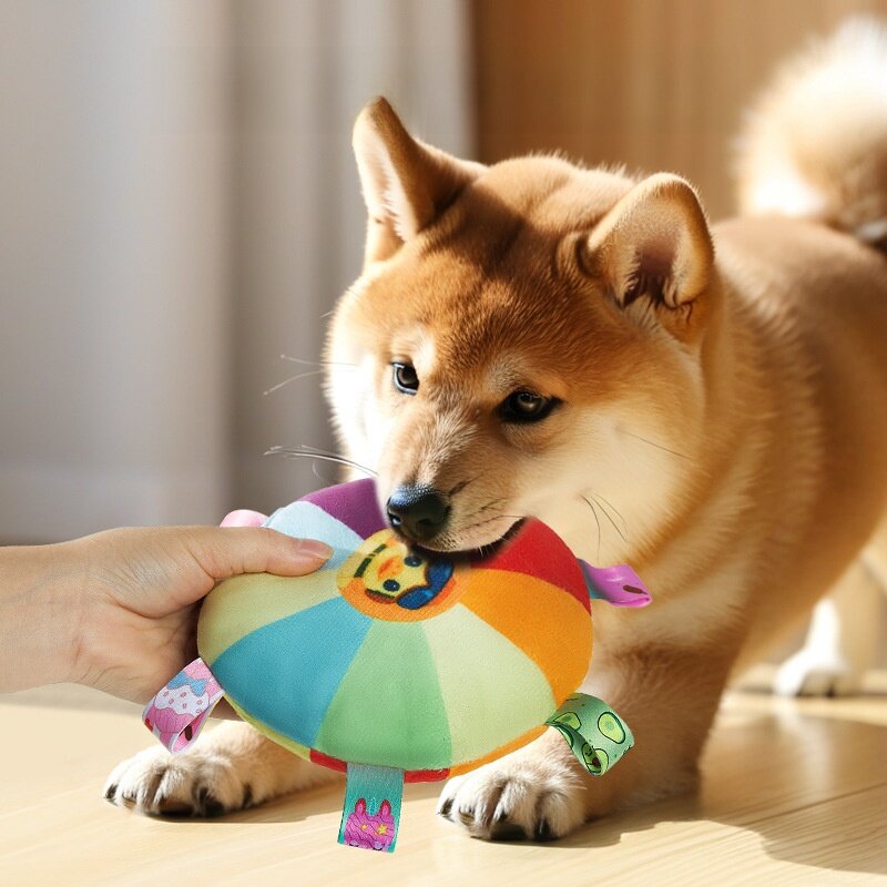 犬用フリスビーおもちゃ｜ペット専用・ぬいぐるみ素材・音のインタラクション・子犬の歯ぎしりと噛みつきに強い・犬の訓練とボーダーコリーに適している|undefined