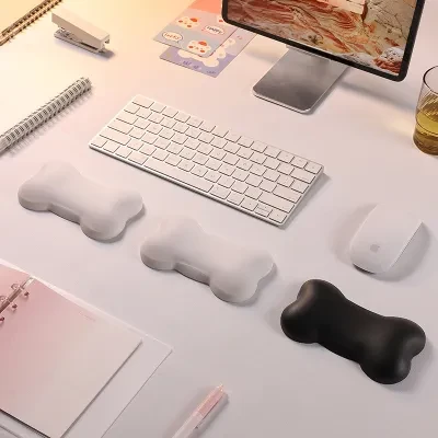 FunCASE マウスパッド｜皮質・シリコン・リストレスト・キーボード用・ハンドレスト・手首サポート・手枕・レザー調・骨型・おしゃれ・快適・疲労軽減