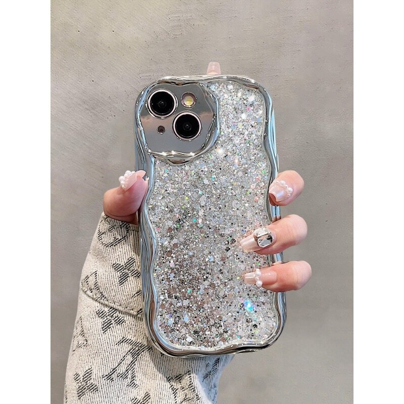 スマホケース｜iPhone15ProMax/iPhone14/iPhone12用ケース・グリッター・ラメ・キラキラ・チェーン付き・大人可愛い・高級感|undefined