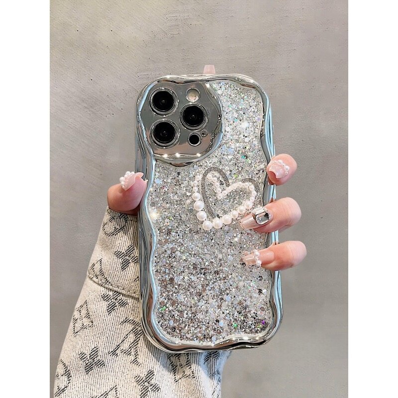 スマホケース｜iPhone15ProMax/iPhone14/iPhone12用ケース・グリッター・ラメ・キラキラ・チェーン付き・大人可愛い・高級感|undefined