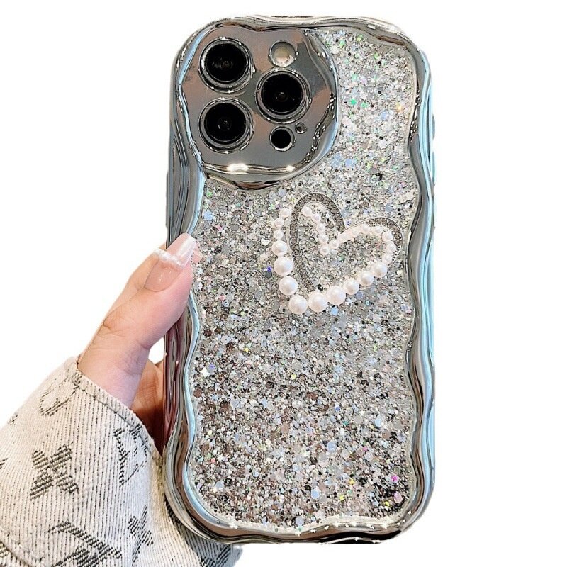 スマホケース｜iPhone15ProMax/iPhone14/iPhone12用ケース・グリッター・ラメ・キラキラ・チェーン付き・大人可愛い・高級感|undefined