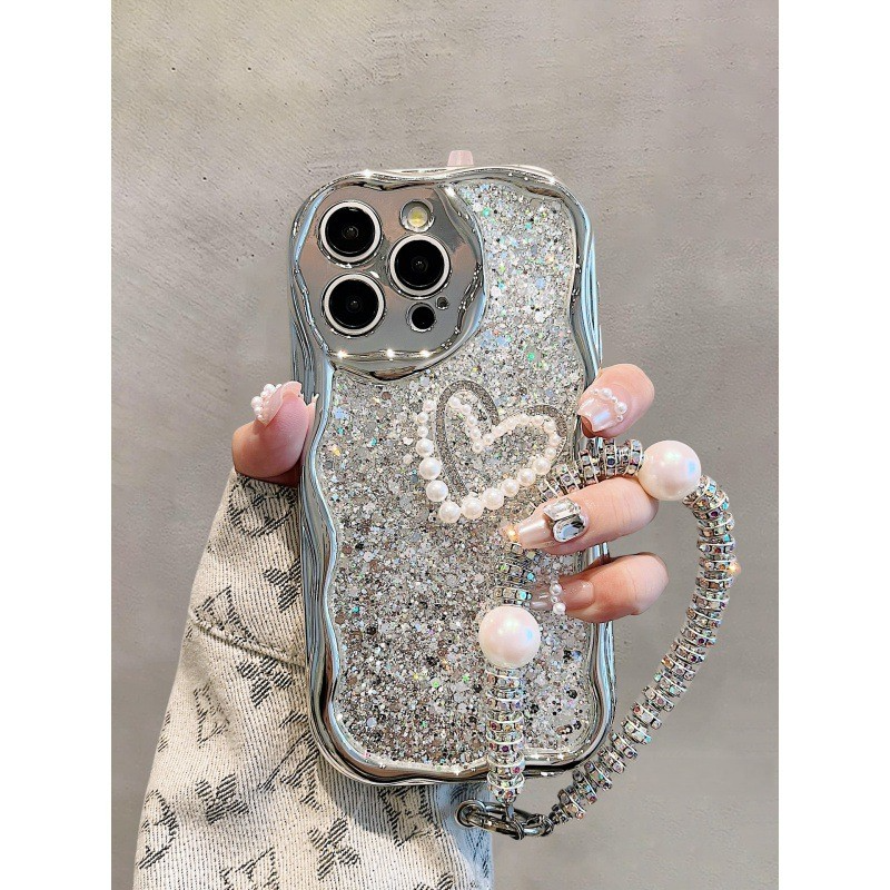 スマホケース｜iPhone15ProMax/iPhone14/iPhone12用ケース・グリッター・ラメ・キラキラ・チェーン付き・大人可愛い・高級感|undefined