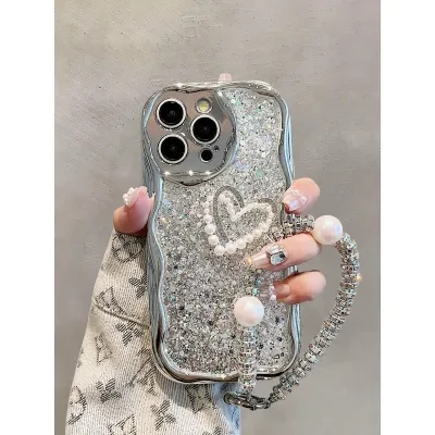 FunCASE スマホケース｜iPhone15ProMax/iPhone14/iPhone12用ケース・グリッター・ラメ・キラキラ・チェーン付き・大人可愛い・高級感