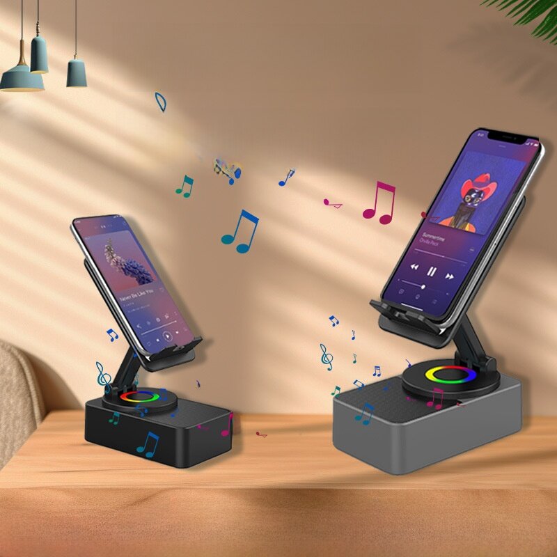 スマホスタンド｜スピーカー搭載・卓上・ライブ配信・充電式・360度回転・昇降機能・3in1・ハンズフリー|undefined