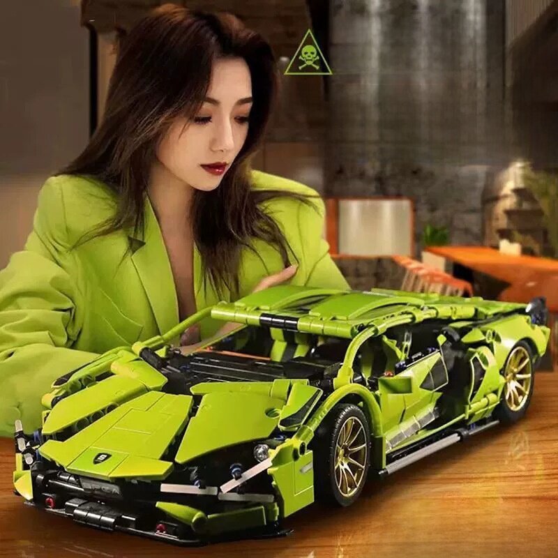 知育おもちゃ｜積み木・互換ブロック・緑色のスポーツカー・小粒ブロック・組み立て式・ギフト・子供向け|undefined