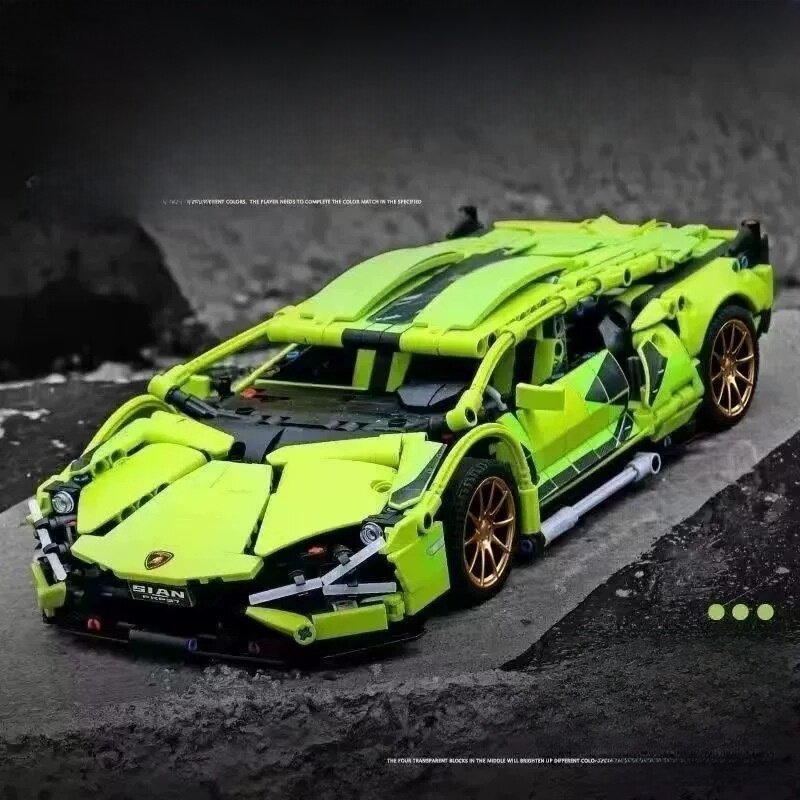 知育おもちゃ｜積み木・互換ブロック・緑色のスポーツカー・小粒ブロック・組み立て式・ギフト・子供向け|undefined