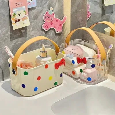 ランドリーバスケット｜プラスチック製・浴室収納・手提げ・大容量・水切り・洗面用品・お風呂グッズ・寮生活・すっきり収納