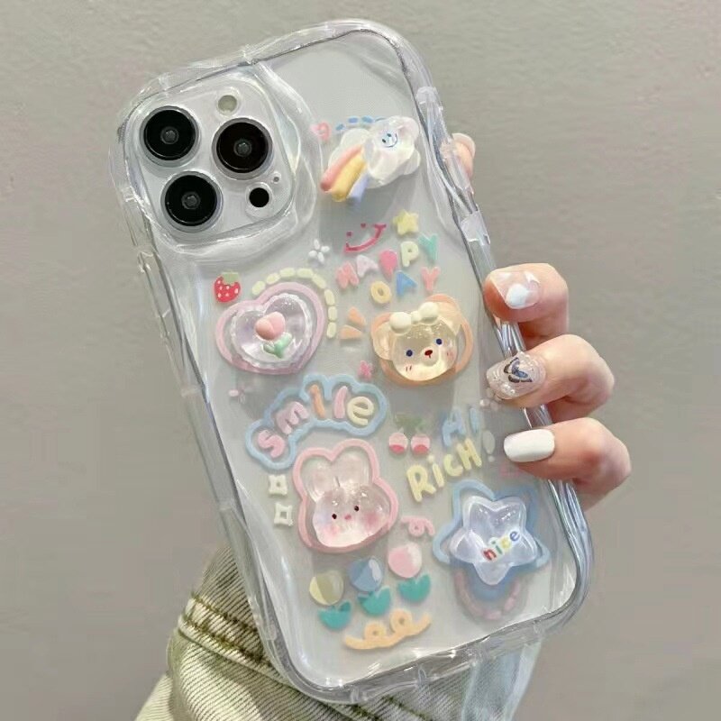 iPhoneケース｜クリア・クラウド柄・小熊モチーフ・可愛い・立体的|undefined