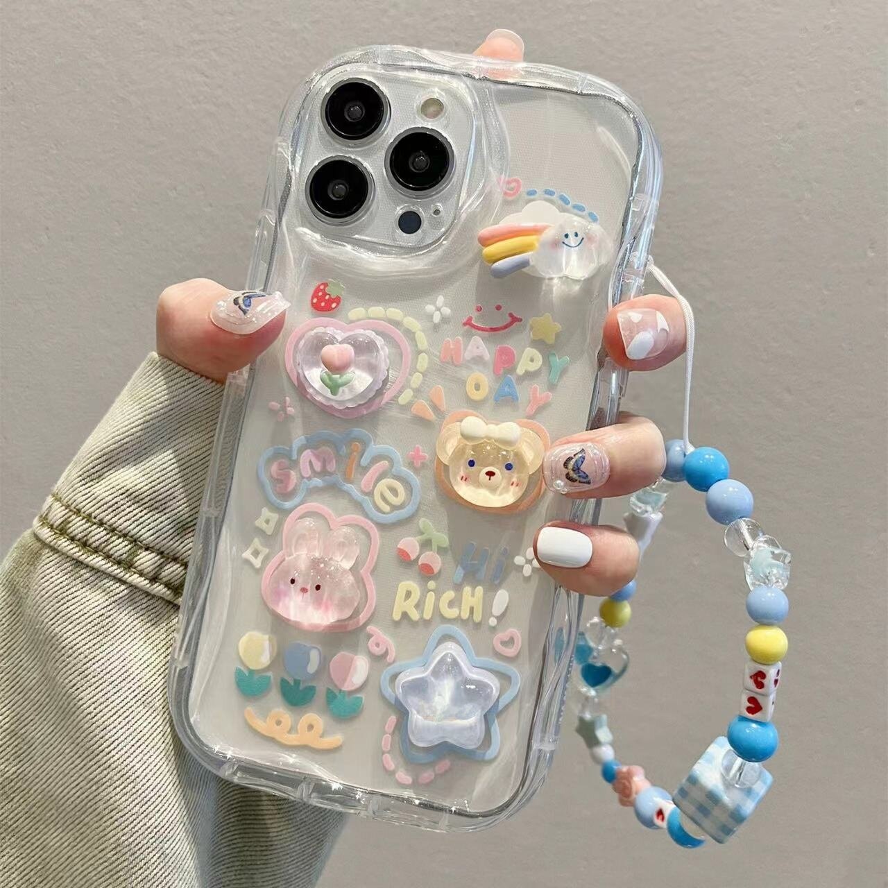 iPhoneケース｜クリア・クラウド柄・小熊モチーフ・可愛い・立体的|undefined