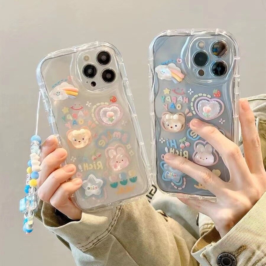 iPhoneケース｜クリア・クラウド柄・小熊モチーフ・可愛い・立体的|undefined