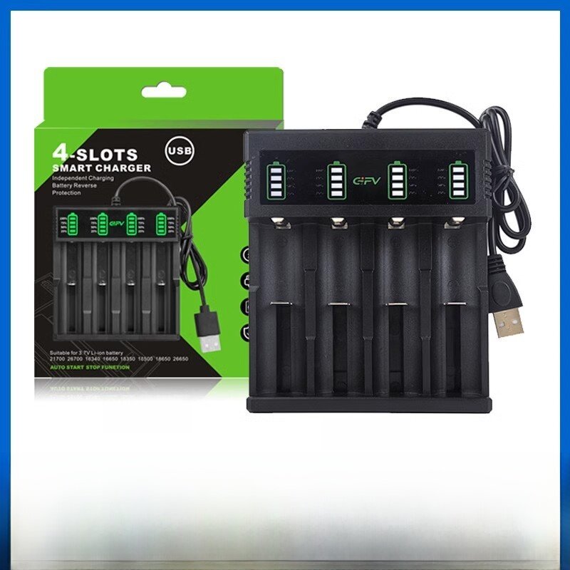 リチウムイオン電池充電器｜18650充電器・4スロット・USB充電・21700/26650対応・独立充電・スマート充電・充電可能|undefined