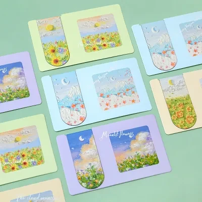 ページホルダー｜油絵風・磁石式・学生向け・ノート分類・両面紙製・学習用・読書グッズ・おしゃれ・美しい