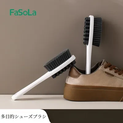 FFASOLAA FaSoLa両面靴ブラシ｜家庭用・柔らか・クリーニングブラシ・靴を傷めない、汚れ落としケア、長柄多用途靴ブラシ