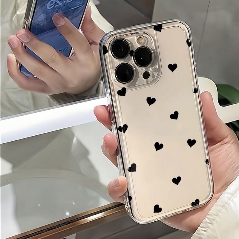スマホケー｜黒・ハート・Apple・アイホン・シンプル|undefined