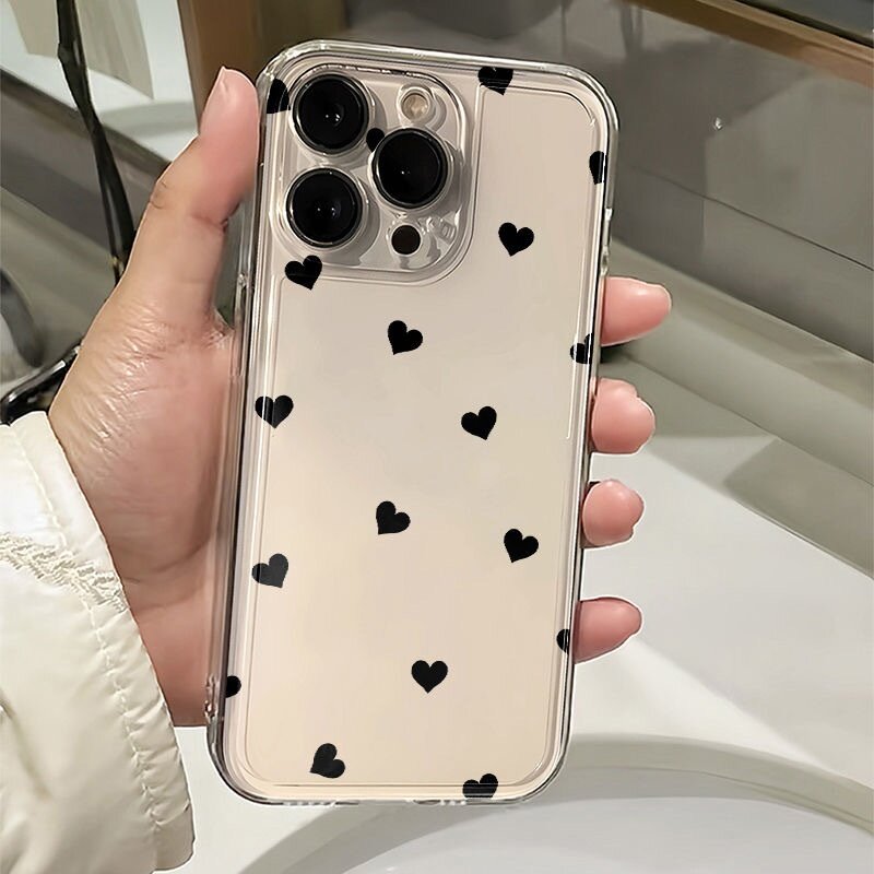 スマホケー｜黒・ハート・Apple・アイホン・シンプル|undefined