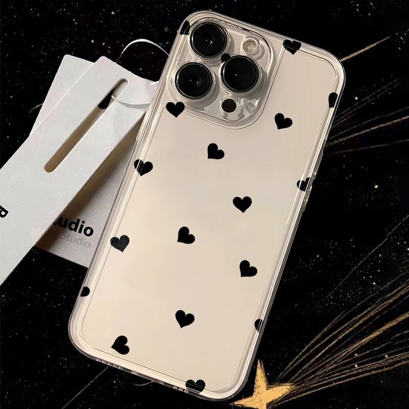スマホケー｜黒・ハート・Apple・アイホン・シンプル|undefined