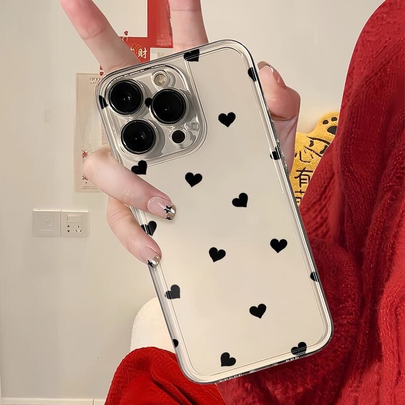 スマホケー｜黒・ハート・Apple・アイホン・シンプル|undefined
