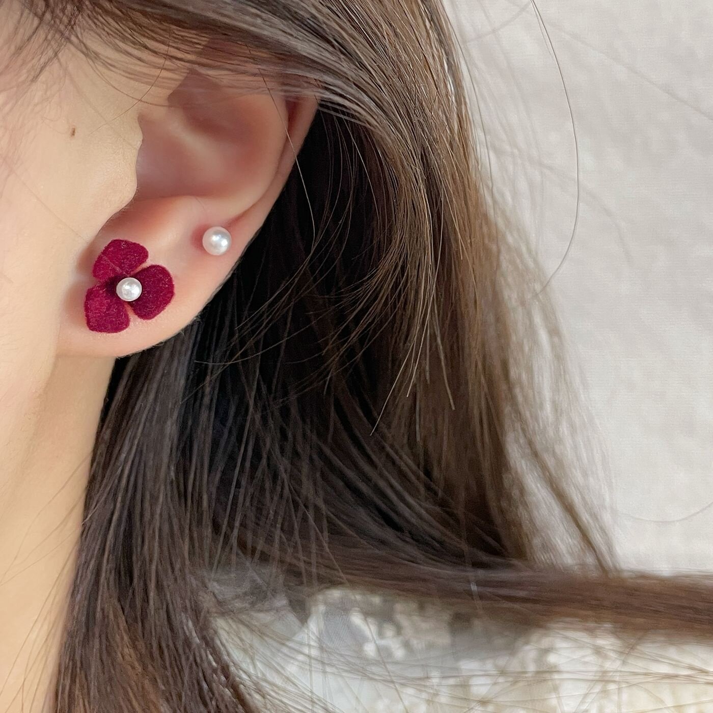 ピアス｜冬用・赤黒植毛・七点セット・可愛い・リボン・ふわふわ・アクセサリー|undefined