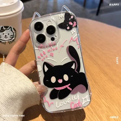 FunCASE スマホケース｜iPhone・黒猫・透明・漫画風・保護カバー