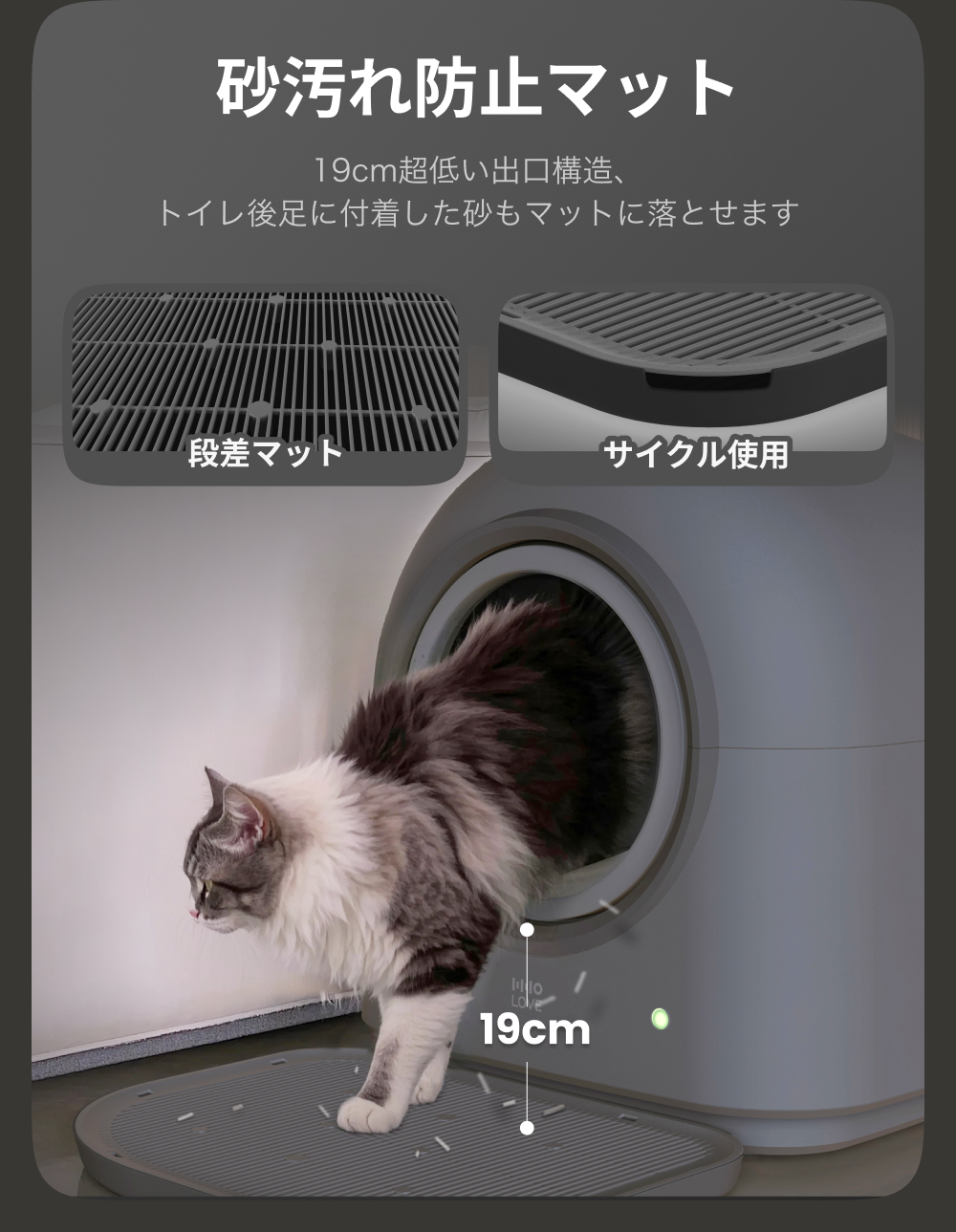 HHOLOVE 自動猫トイレ L1 ダークグレー｜脱臭・AI管理・多頭飼い対応