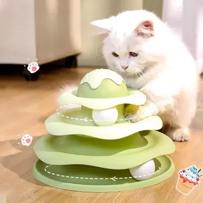 猫用おもちゃ｜ペット・知能開発・セルフエンターテイメントボール・三層トラックディスク・子猫