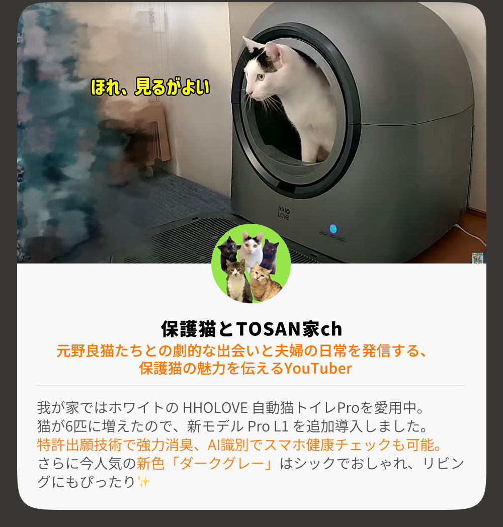 HHOLOVE 自動猫トイレ L1 ダークグレー｜脱臭・AI管理・多頭飼い対応