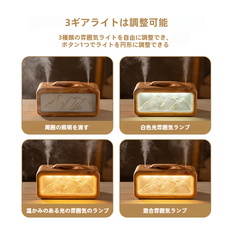 ダブルスプレー加湿器｜小型・家庭用・卓上・雰囲気・雪山デザイン・ナイトライト・加湿器|undefined