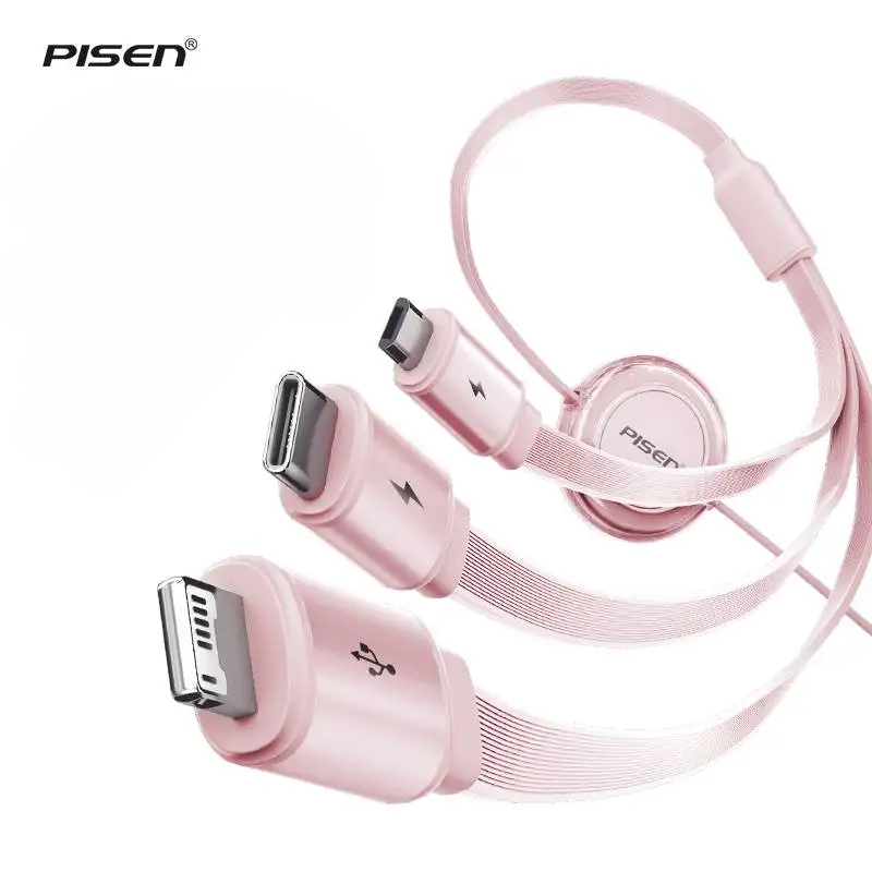 3in1速充データケーブル｜伸縮式・6A充電対応・Apple・Huawei・Android・Type-Cスマホ・車載用|undefined