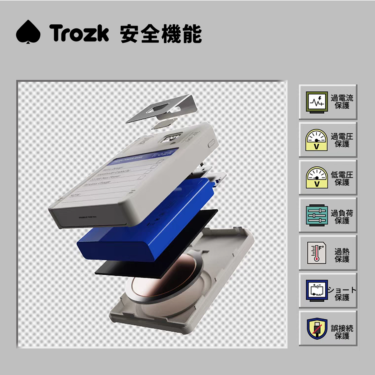 【Trozk】モバイルバッテリー フロッピー型「TP09U」｜国内唯一正規代理店・10000mAh・64GBストレージ・2in1・急速充電・ワイヤレス15W・有線・TypeC入出力・PD22.5W・USB3.2・FD・iPhone/Android対応・機内持ち込み可能・PSE認証|undefined