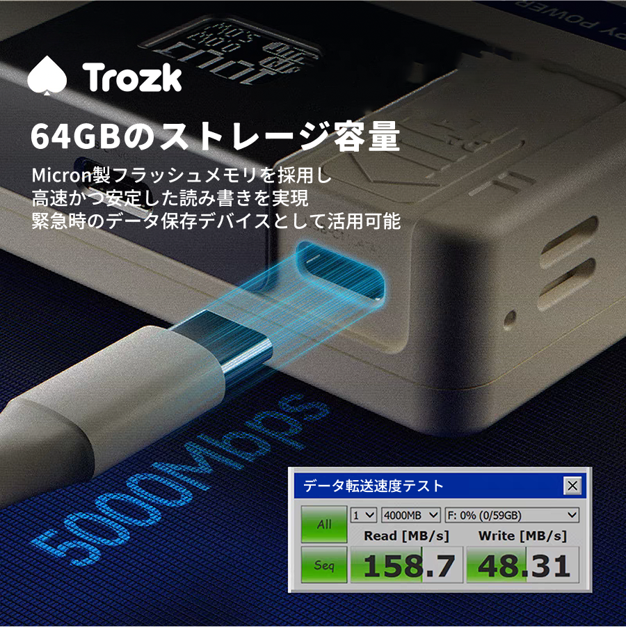 【Trozk】モバイルバッテリー フロッピー型「TP09U」｜国内唯一正規代理店・10000mAh・64GBストレージ・2in1・急速充電・ワイヤレス15W・有線・TypeC入出力・PD22.5W・USB3.2・FD・iPhone/Android対応・機内持ち込み可能・PSE認証|undefined