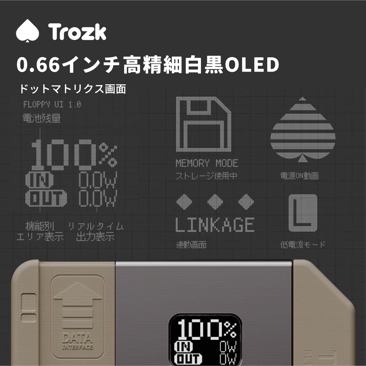 【Trozk】モバイルバッテリー フロッピー型「TP09U」｜国内唯一正規代理店・10000mAh・64GBストレージ・2in1・急速充電・ワイヤレス15W・有線・TypeC入出力・PD22.5W・USB3.2・FD・iPhone/Android対応・機内持ち込み可能・PSE認証|undefined