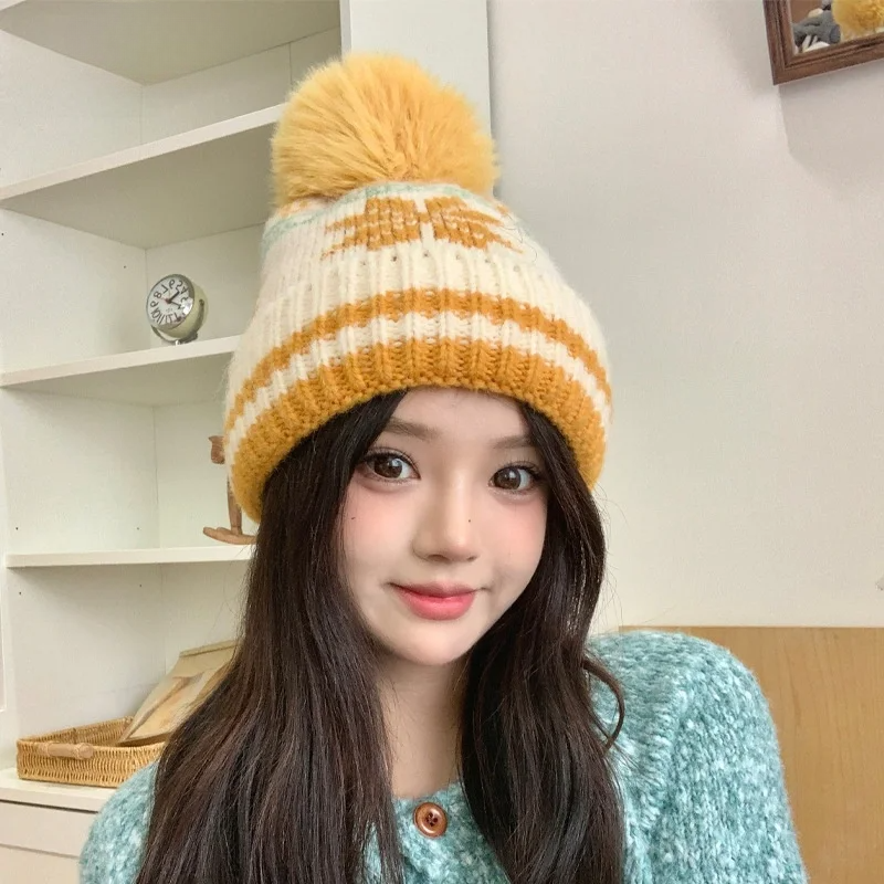 帽子｜冬用・屋外用・暖かいウール・韓国風・おしゃれなニット・レディース・裏起毛・耳当て付き帽子|undefined
