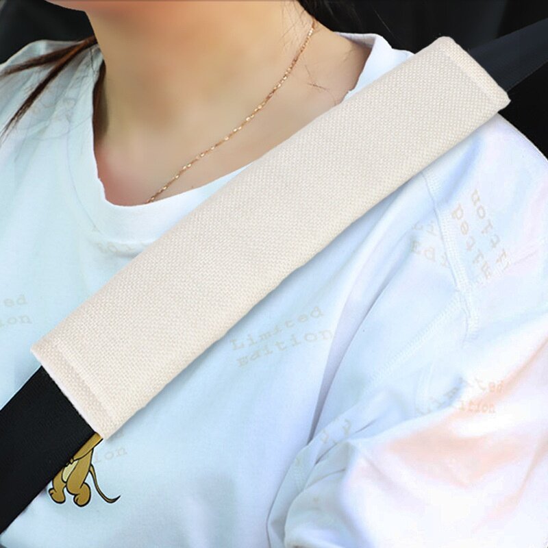 自動車シートベルトカバー｜リネン風・肩パッド・保護パッド・穴付き・ぬいぐるみ掛け可能・耐摩耗・首擦れ防止|undefined