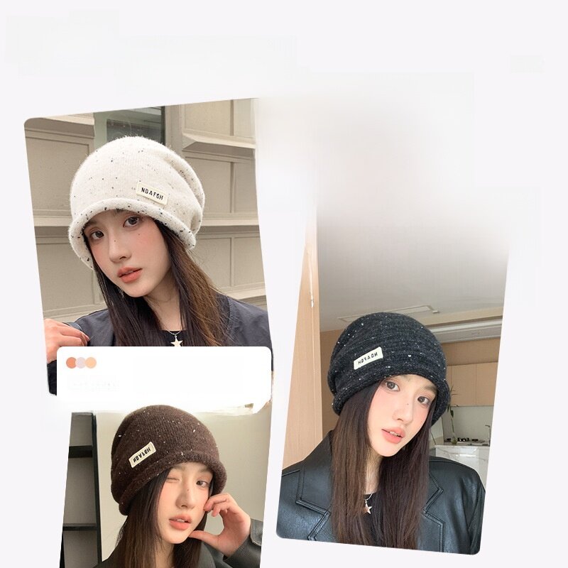 ニット帽｜ロールアップ・ケーブル編み・防寒・耳あて付き・小顔効果・着回し抜群・おしゃれ|undefined