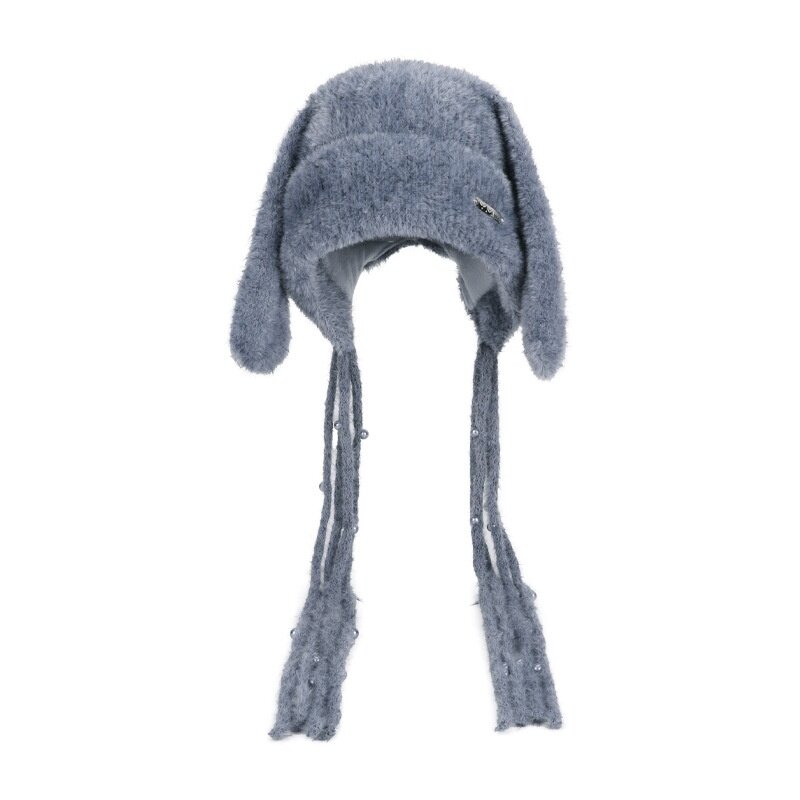 ニット帽｜ウサギ耳付き・冬用・暖かいレ・ディースファー・耳当て付き帽子・かわいい・防風・防寒|undefined