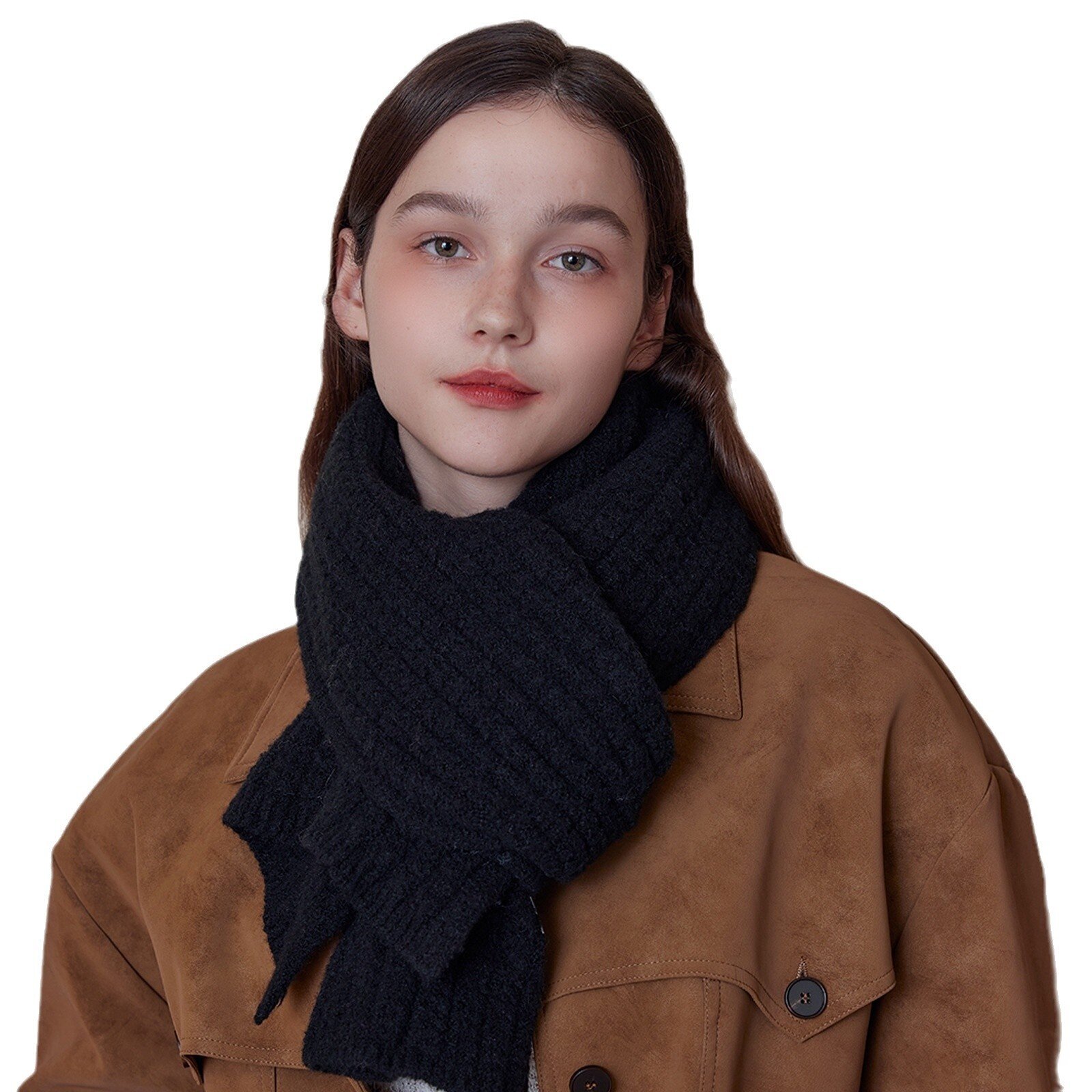 ニットマフラー｜ウール混・無地・厚手・防寒・男女兼用・秋冬・レトロ・上品・お洒落・スクール風|undefined