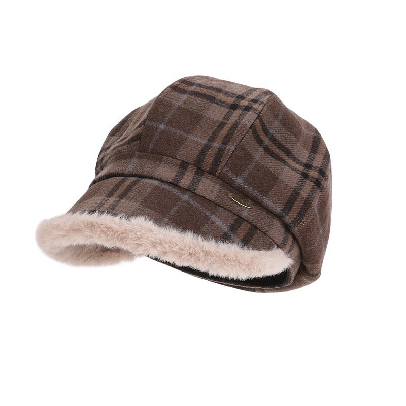ベレー帽｜秋冬・レトロ・格子柄・モコモコ・八角帽子・小顔に見え・合わせやすい・高級感・ハンチング・キャスケット|undefined