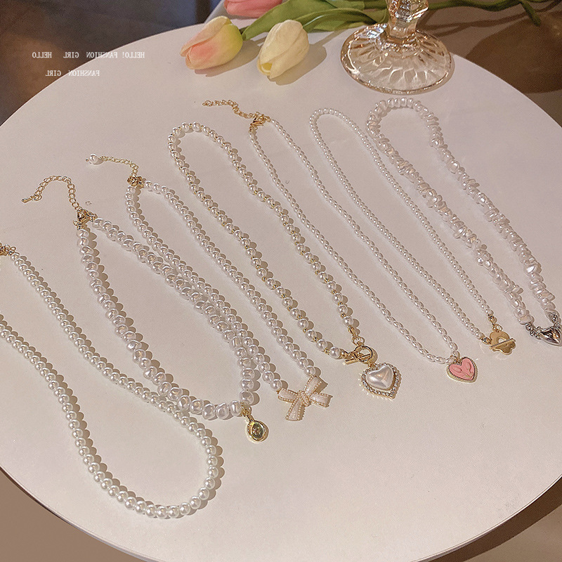 ネックレス｜淡水パール・ハートモチーフ・チェーン・合金・エレガント・上品・大人可愛い|undefined