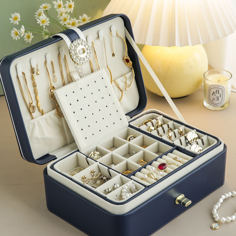 ジュエリーボックス｜二重収納 イヤリング ピアス ネックレス  時計 ウォッチ リング 指輪 小物入れ|undefined