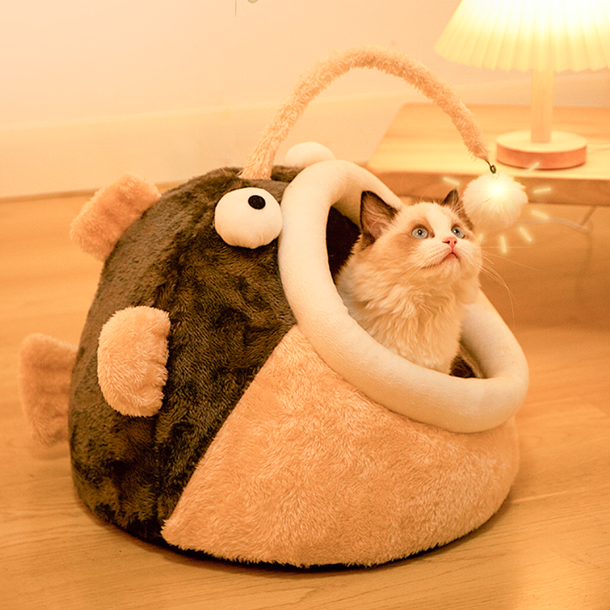 激かわ！チョンチー型猫ベッド｜もこもこ 冬用 防寒ペットベッド