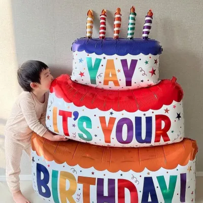 『パーティー』HAPPY BIRTHDAYケーキ型の風船｜超大きいお誕生日アルミバルーン、いいプレセント、お子さんハッピー！