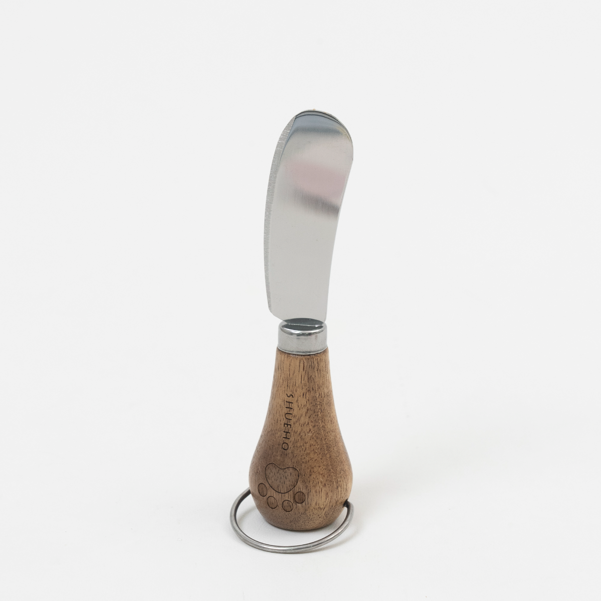 【樹可】「可」クマの肉球 バターナイフ｜自立可能、天然木製ハンドル、レザー調カバー付き|undefined