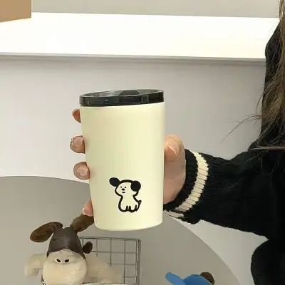 かわいい犬 水筒｜保温保冷・コーヒーカップ・蓋付き・韓国風