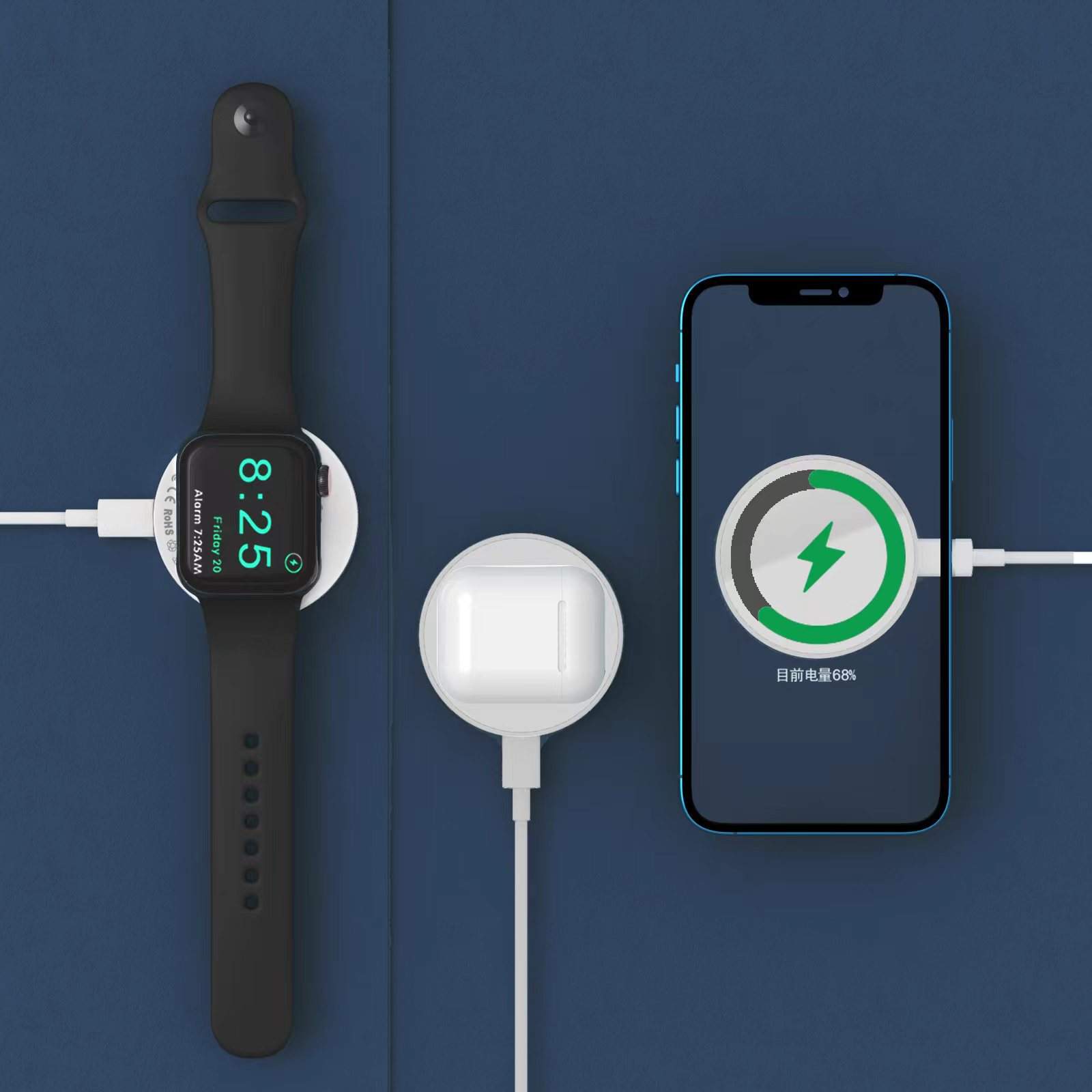 ワイヤレス充電器｜15W電圧・アップル製品に対応・MagSafe・ワイヤレス充電・3in1・iwatch|undefined