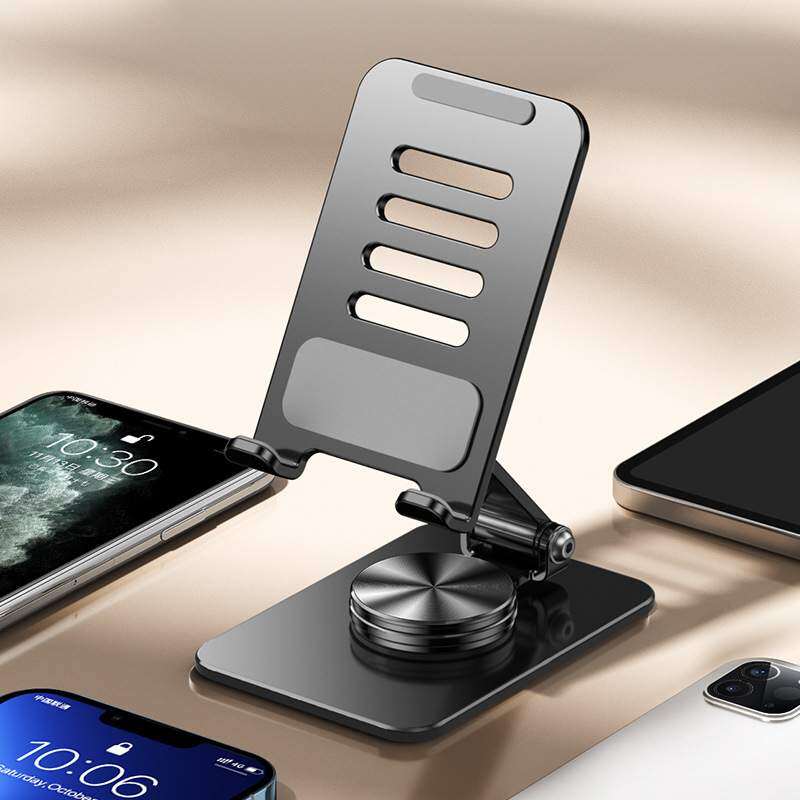 使いやすいスマホスタンド｜シリコンパット付き・滑り止め・折りたたみ式・メタル質感・横も縦もオッケー！回転可能・両手を解放♪|undefined
