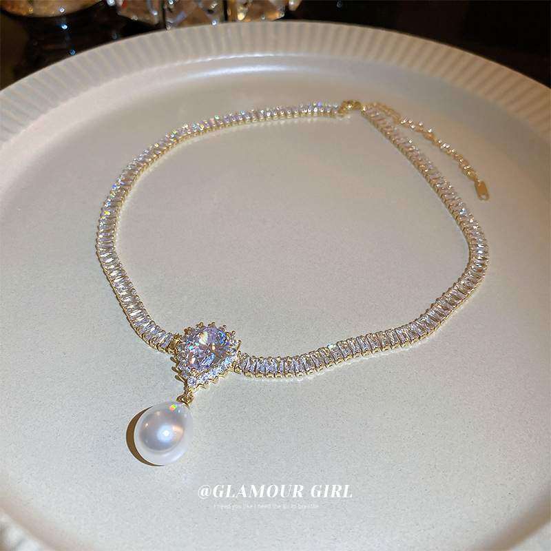 ネックレス ｜レディース・チョーカー・人造真珠・新作・個性的・ジルコン・choker・気品・アクセサリー
|undefined