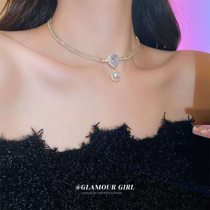 ネックレス ｜レディース・チョーカー・人造真珠・新作・個性的・ジルコン・choker・気品・アクセサリー
|undefined
